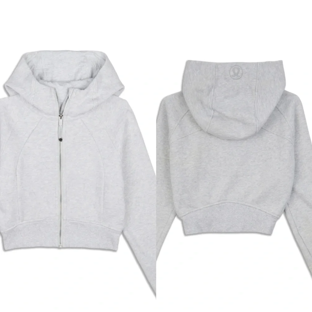 Lululemon Scuba Full-Zip Cropped Hoodie Heathered Core Ultra Light Grey Size 6